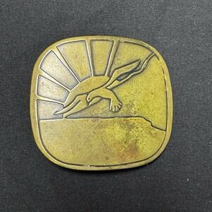Seagull Ocean Sunrise Stamped Solid Brass Vintage Belt Buckle Trinity Buckle Co